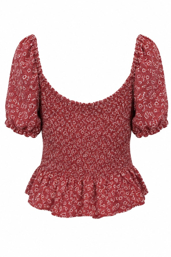 Floral Shirred Puff Sleeve Top