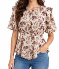 Cream Floral Peplum Top