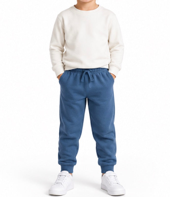 Kids Blue Fleece Track Pants
