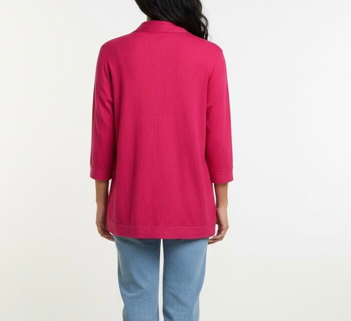 Hot Pink Open Front Cardigan