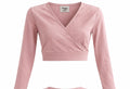 Dusty Pink Wrap, Front Long Sleeve Crop Top