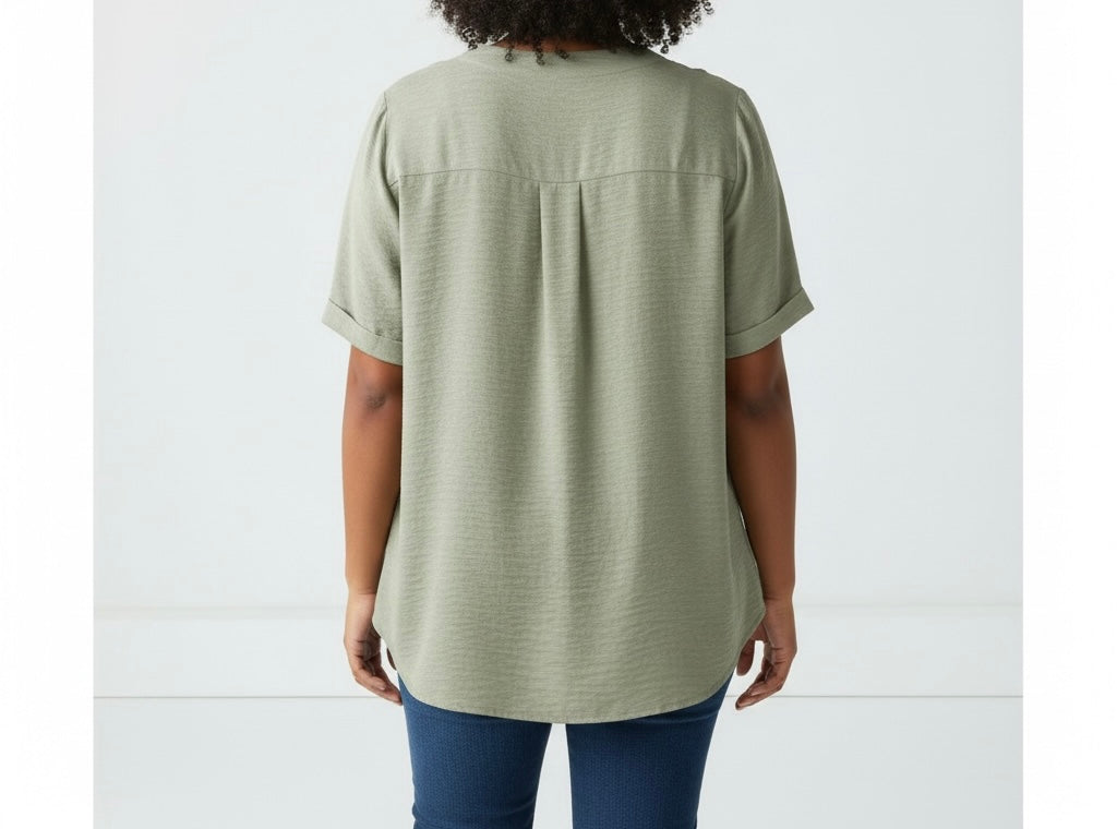 Sage Green Button Front Blouse