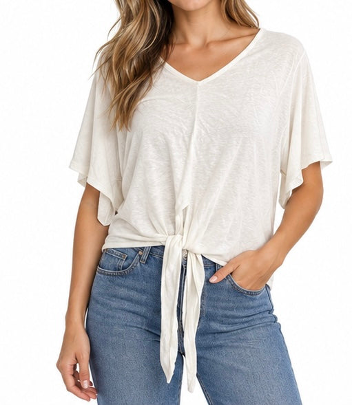Ivory Tie Front Top