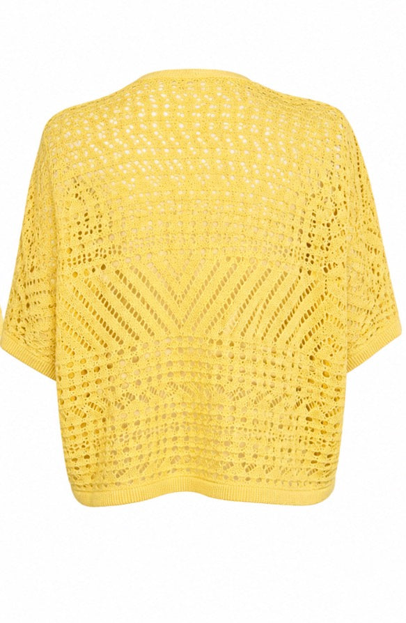 Yellow Crochet Knit Bolero Cardigan