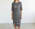 Grey Ruched Midi Dress