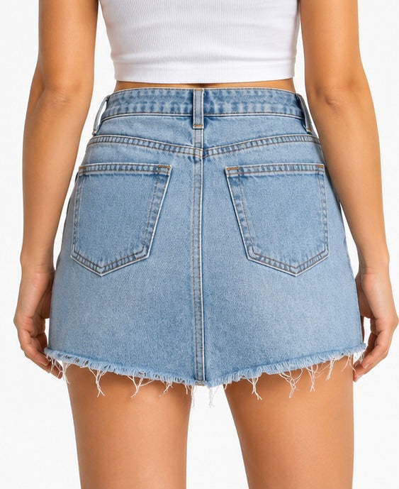 Glassons Light Wash Denim Mini Skirt