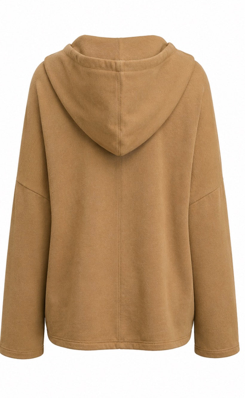 Camel Lace Up Hoodie