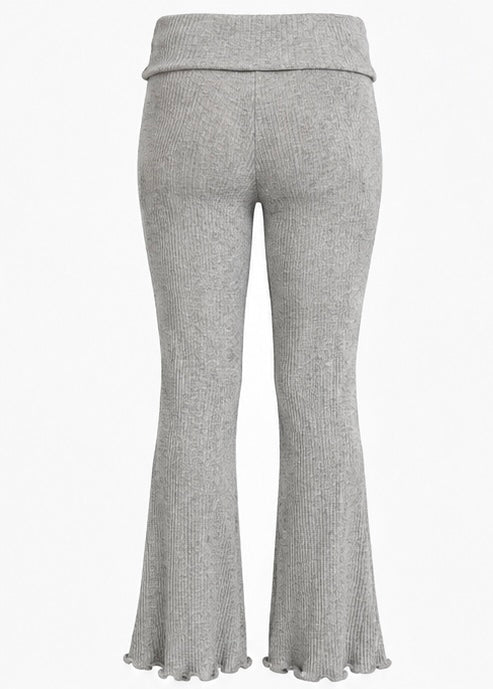 Grey Ribbed Flare Pants