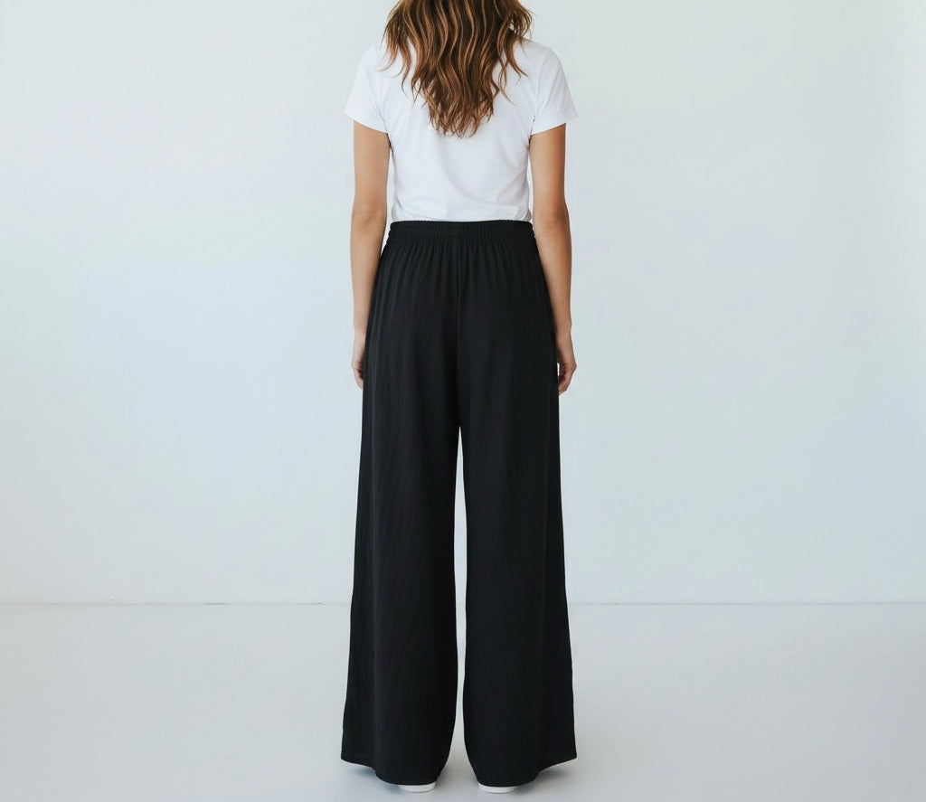 Black Split Leg Wide Leg Pants