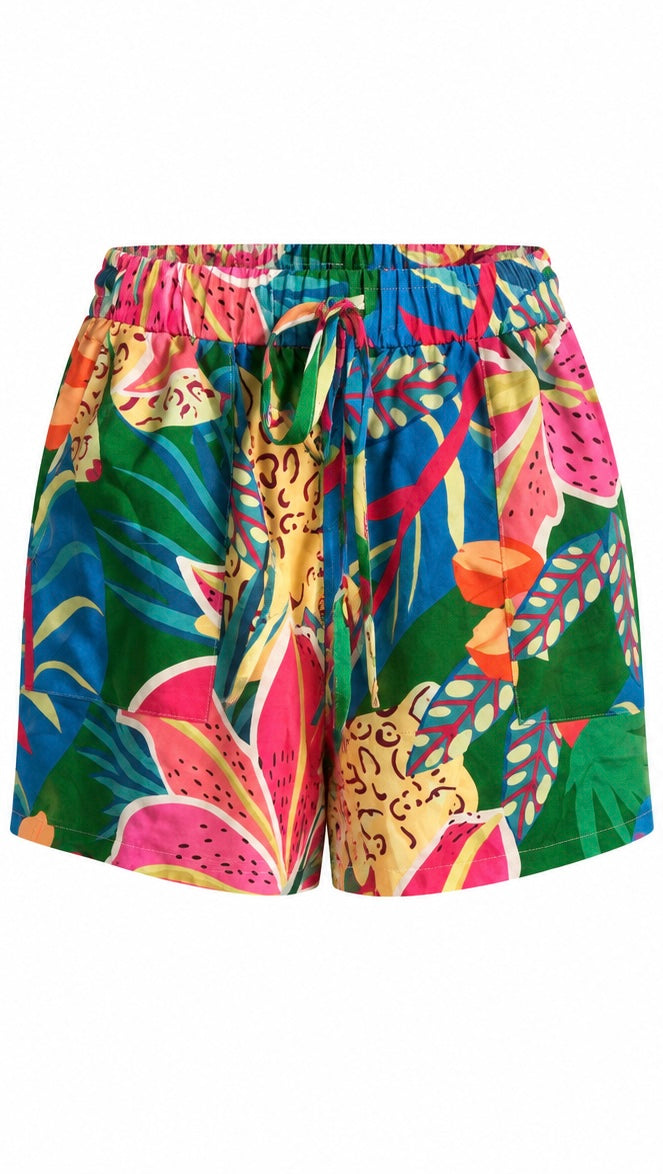 Colourful Tropical Print Shorts
