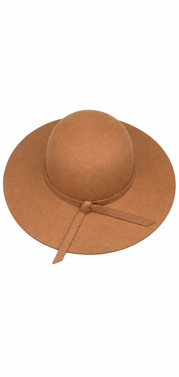 Tan Wide Brim Felt Hat