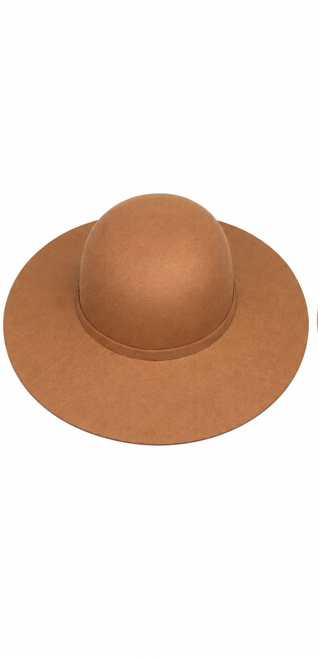 Tan Wide Brim Felt Hat