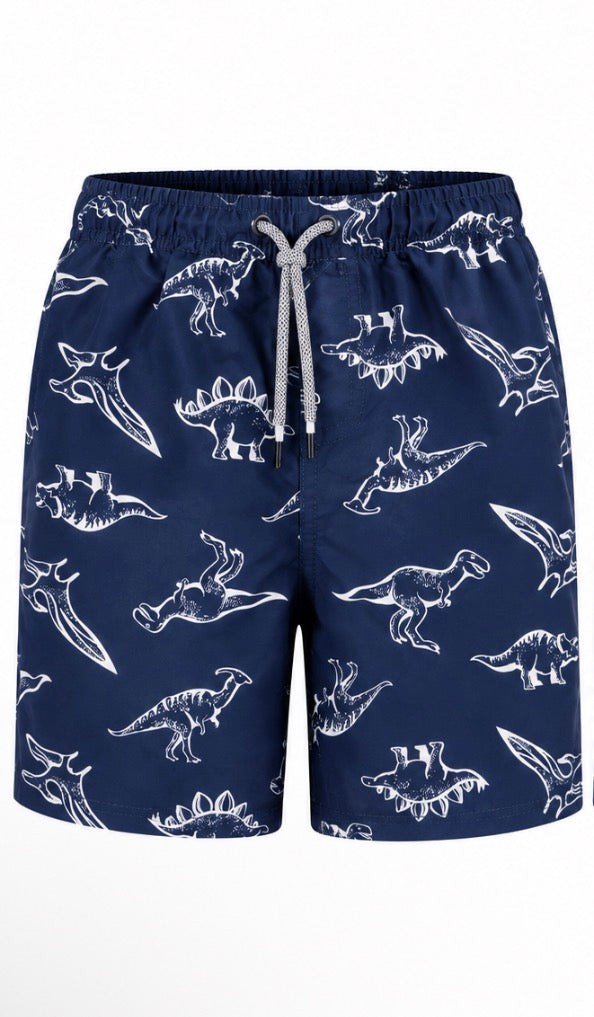 Navy Dinosaur Print Shorts