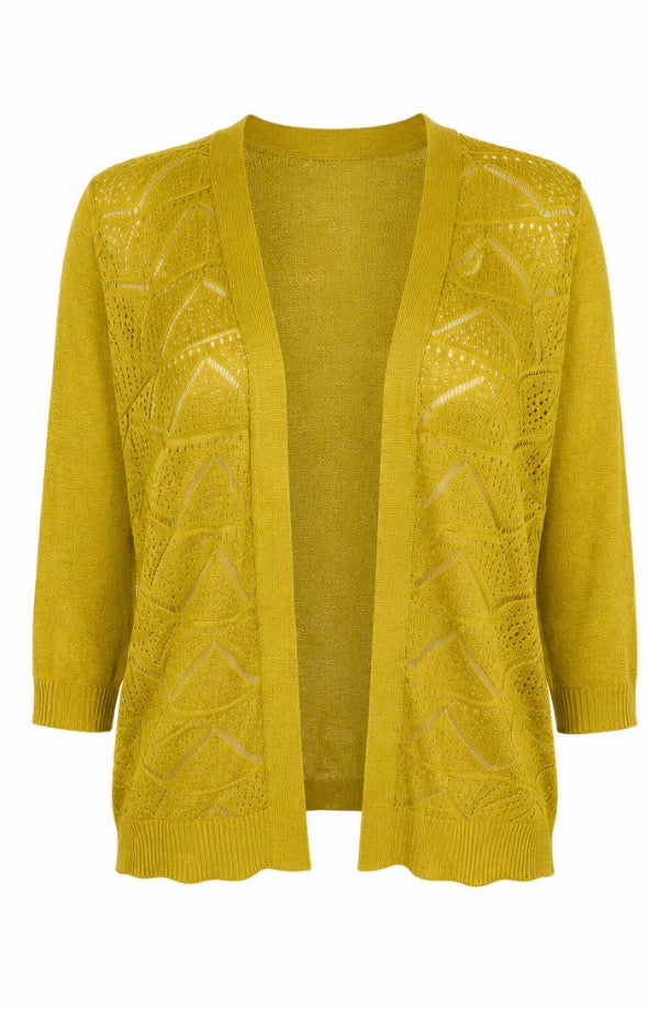 Mustard Yellow Open Knit Cardigan