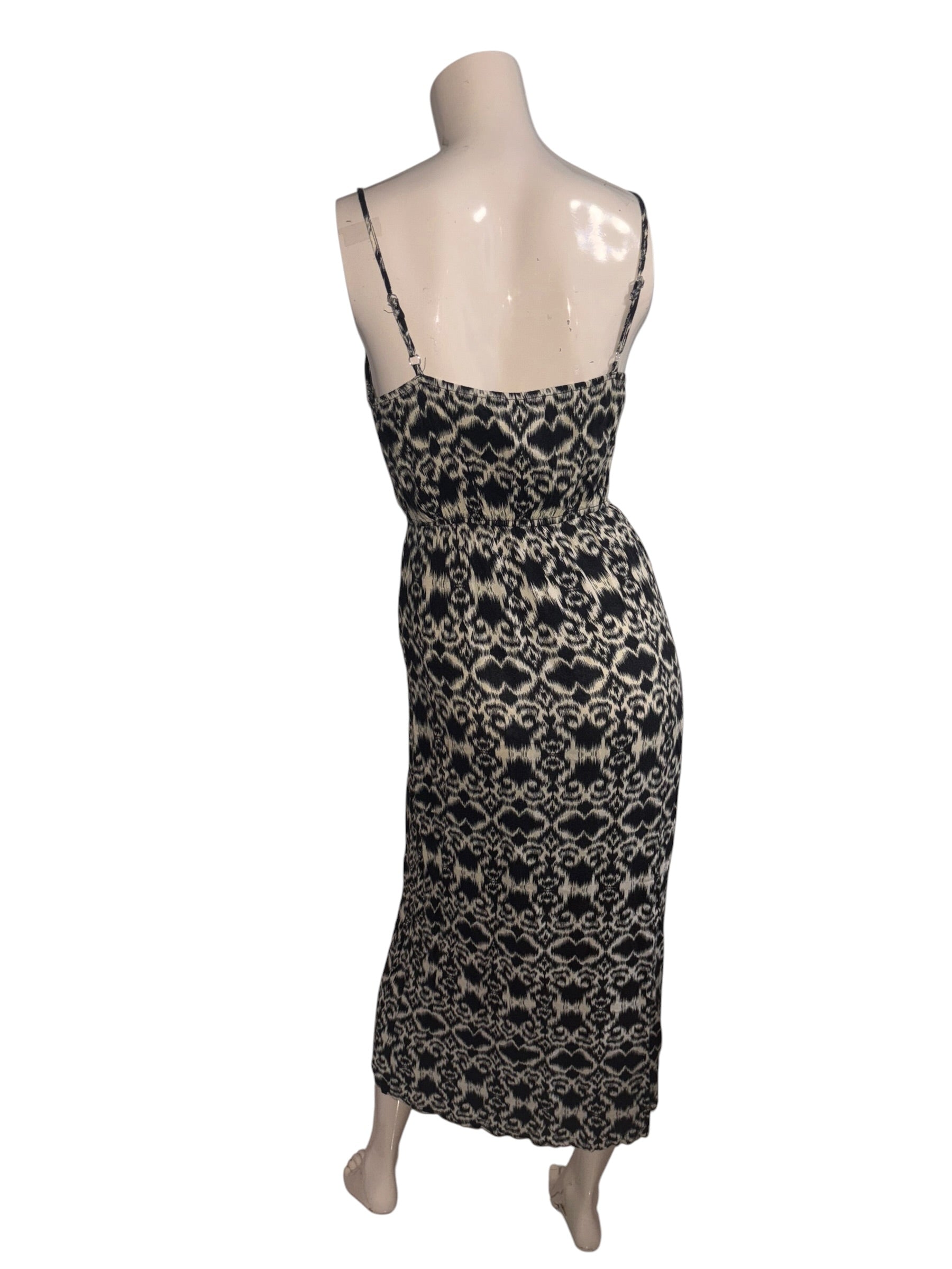Black & Cream Printed Midi Dress