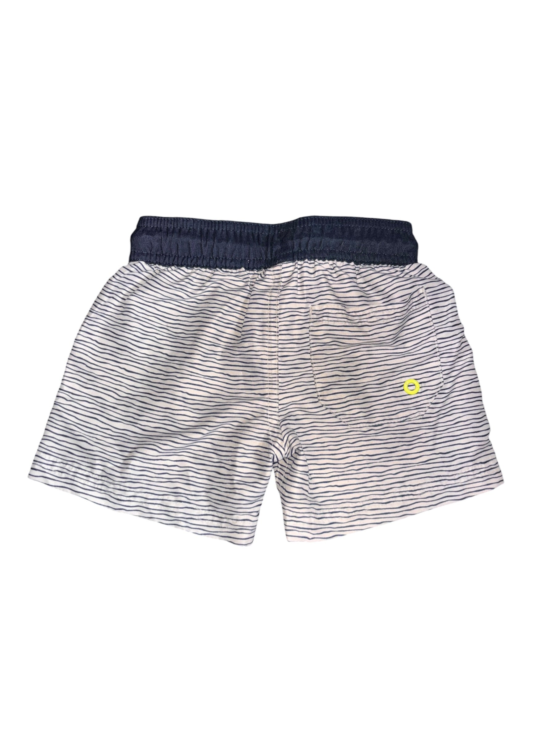 Navy & White Striped Swim Shorts