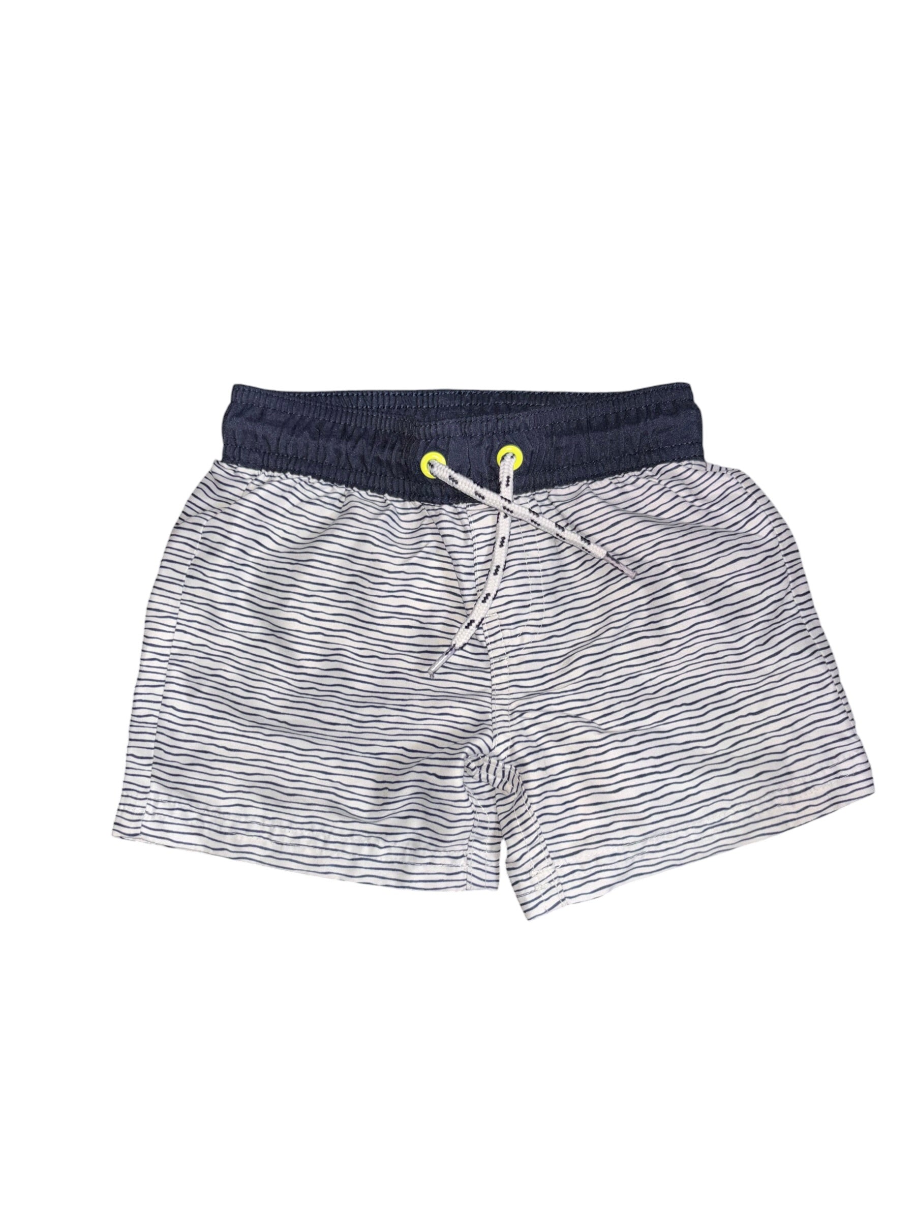 Navy & White Striped Swim Shorts