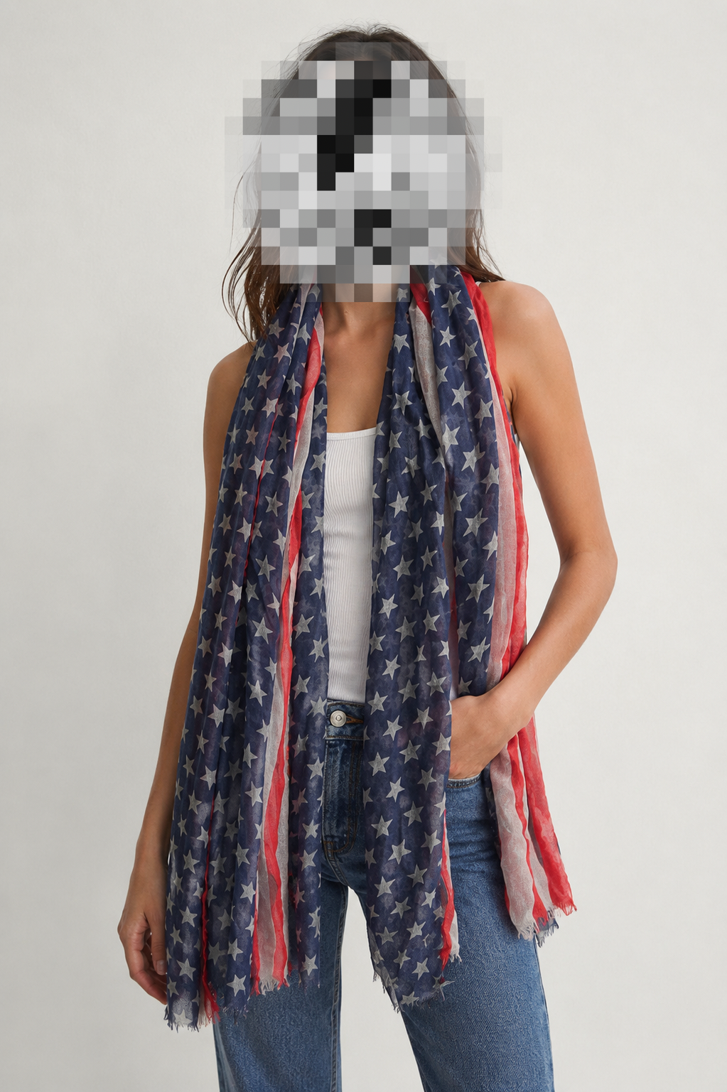 American Flag Print Lightweight Scarf