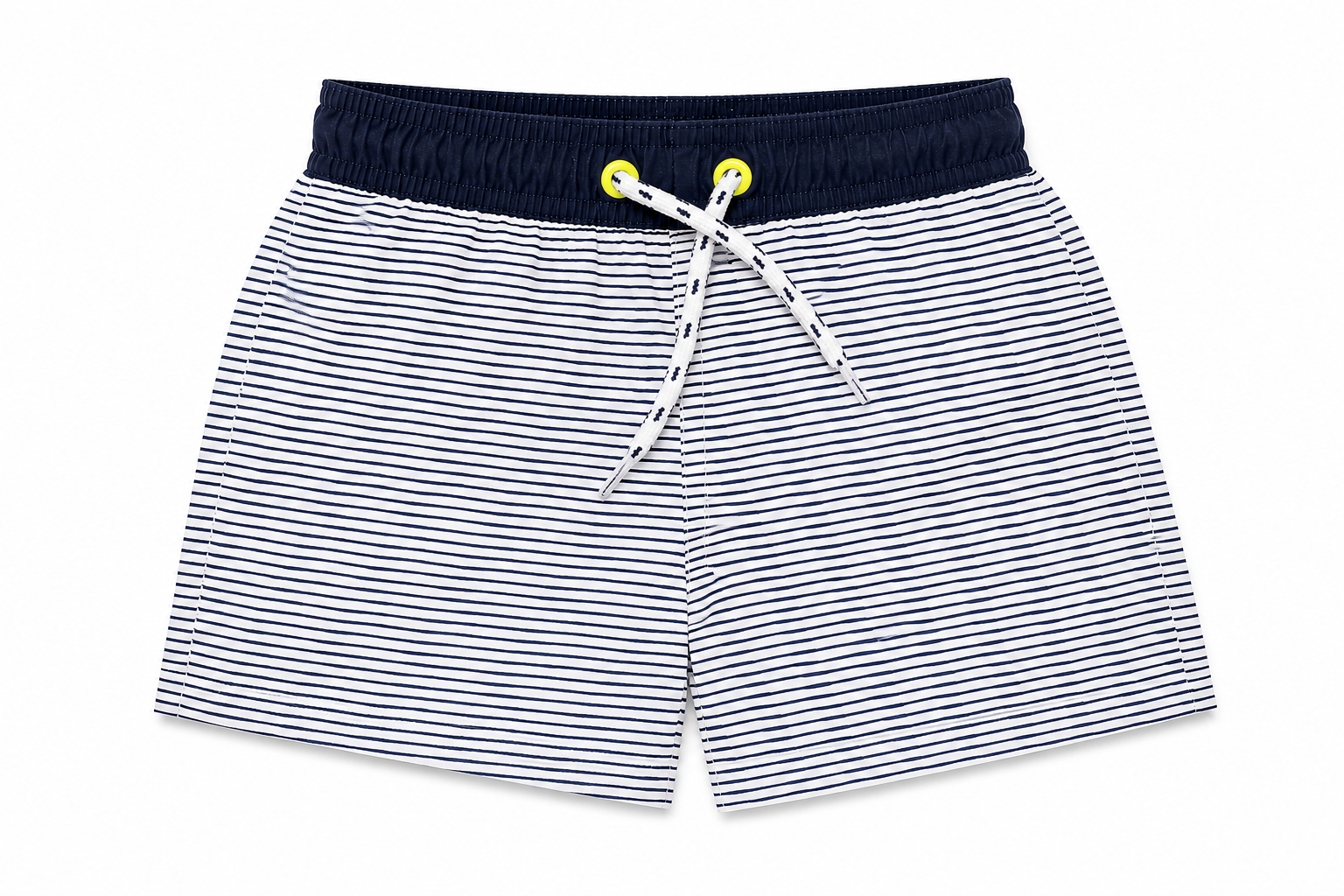 Navy & White Striped Swim Shorts