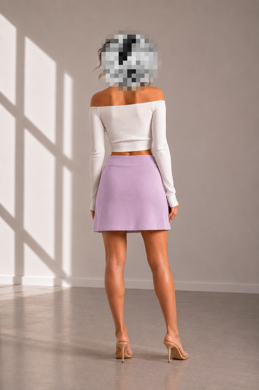 Lilac Ribbed Mini Skirt