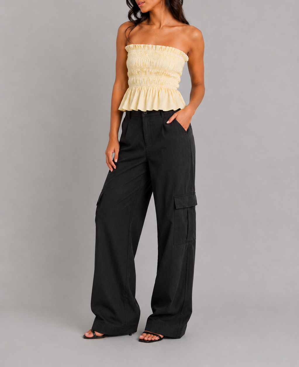 Shirred Peplum Top