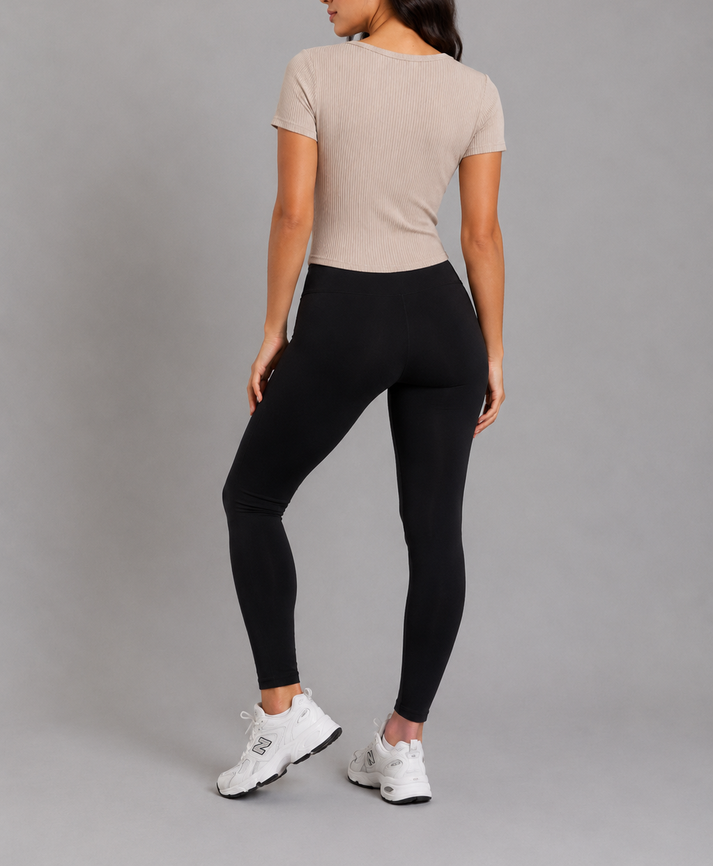 White Ribbed V-Neck Tee