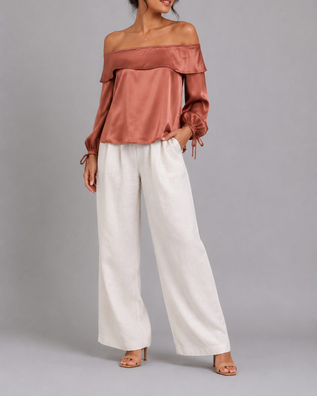 Satin Off Shoulder Top