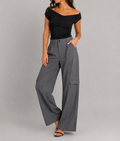Grey Wide Leg Cargo Pants