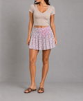 Floral Shirred Mini Skirt