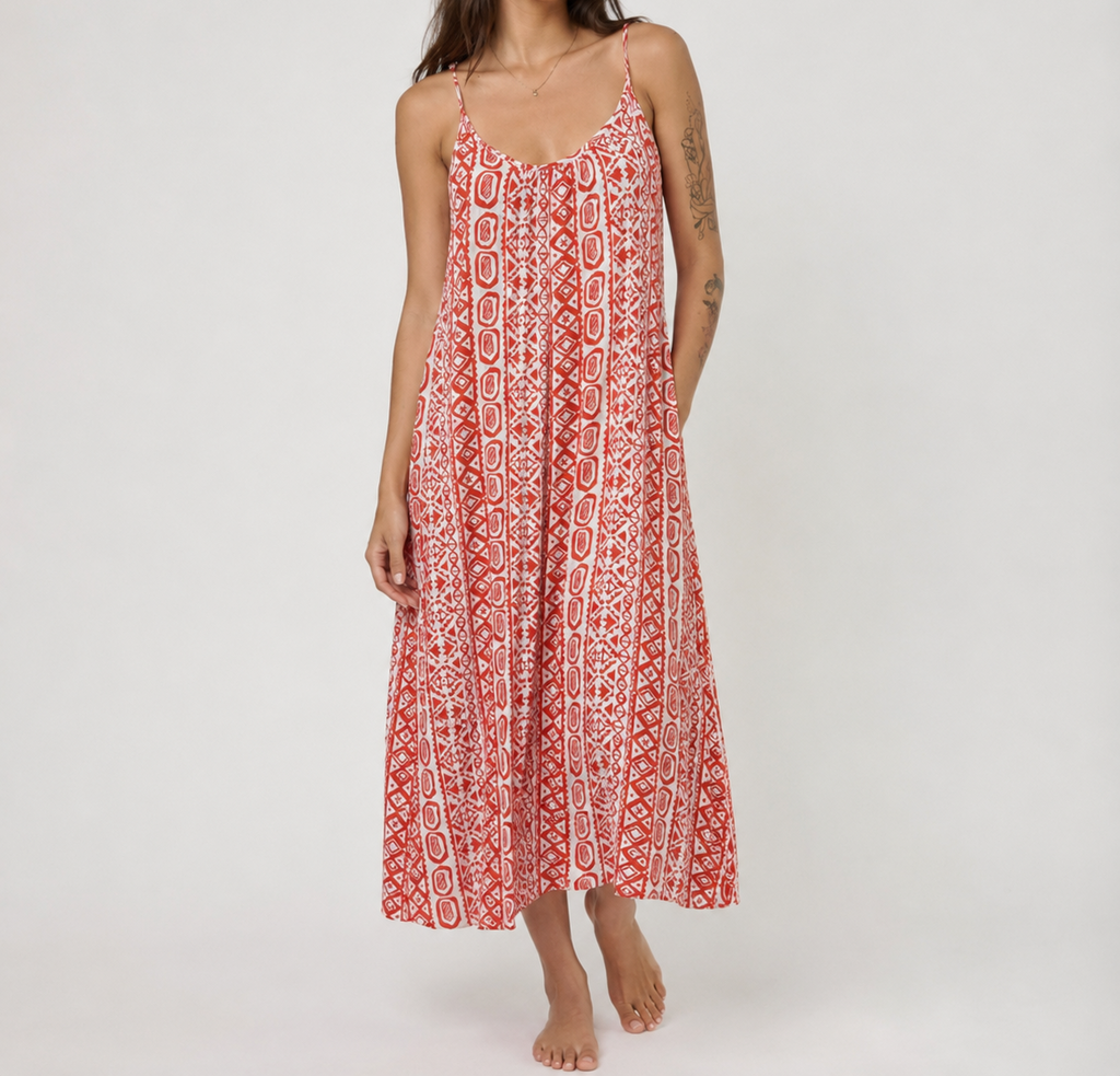 Red & White Maxi Dress