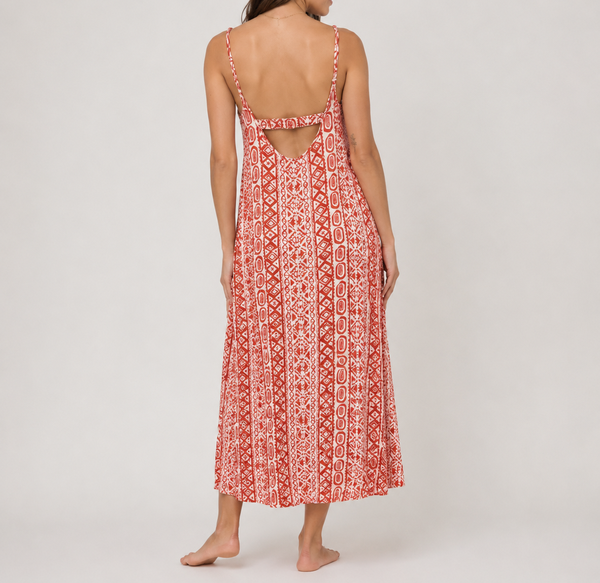 Red & White Maxi Dress