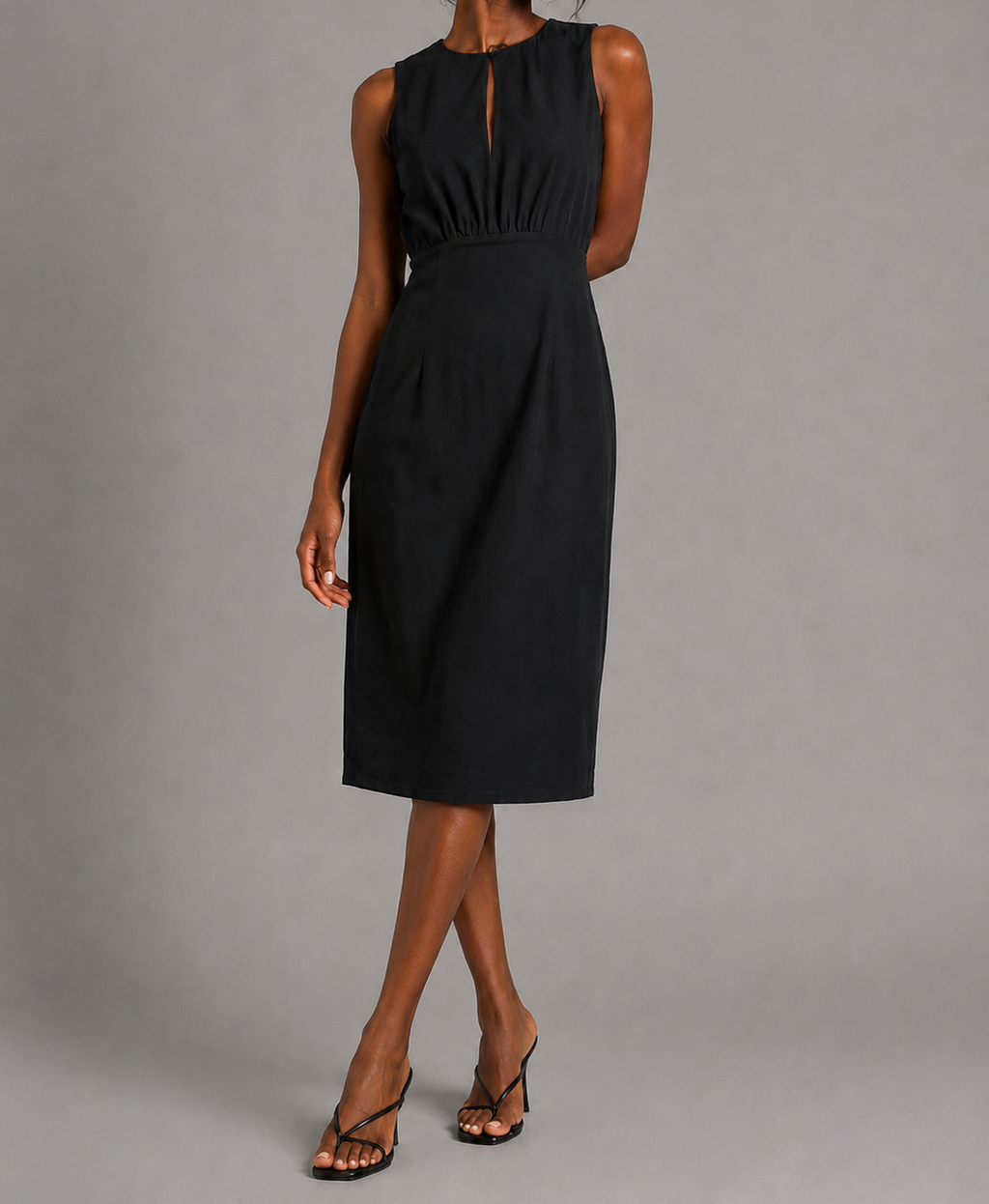 Sleeveless Keyhole Midi Dress