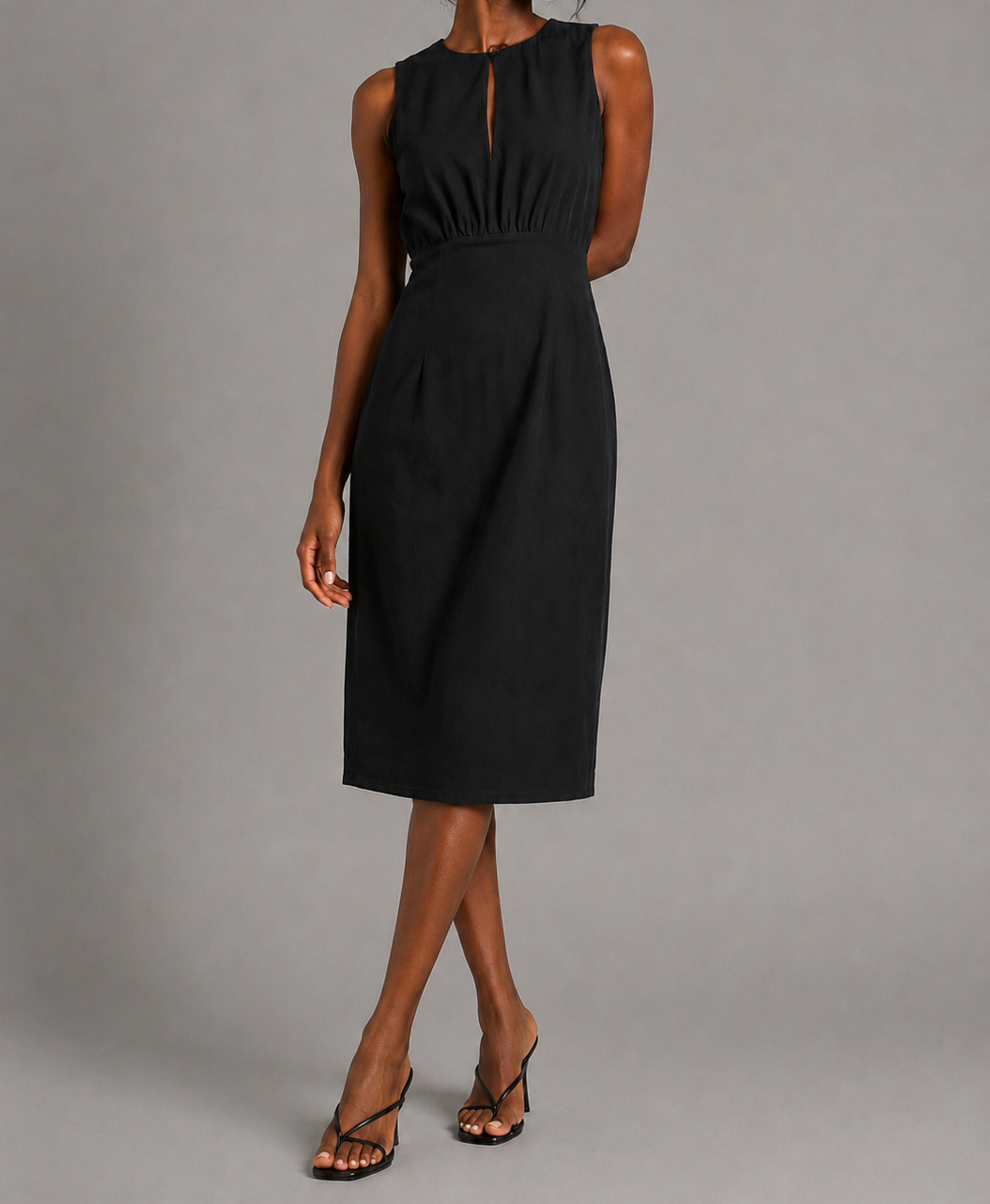 Sleeveless Keyhole Midi Dress