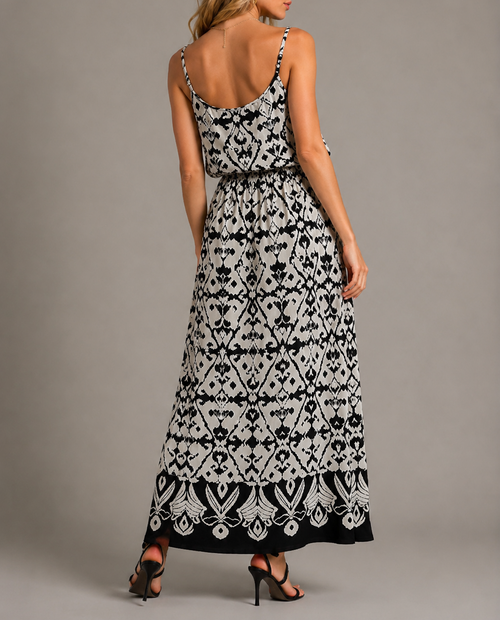 Black & White Printed Midi Dress