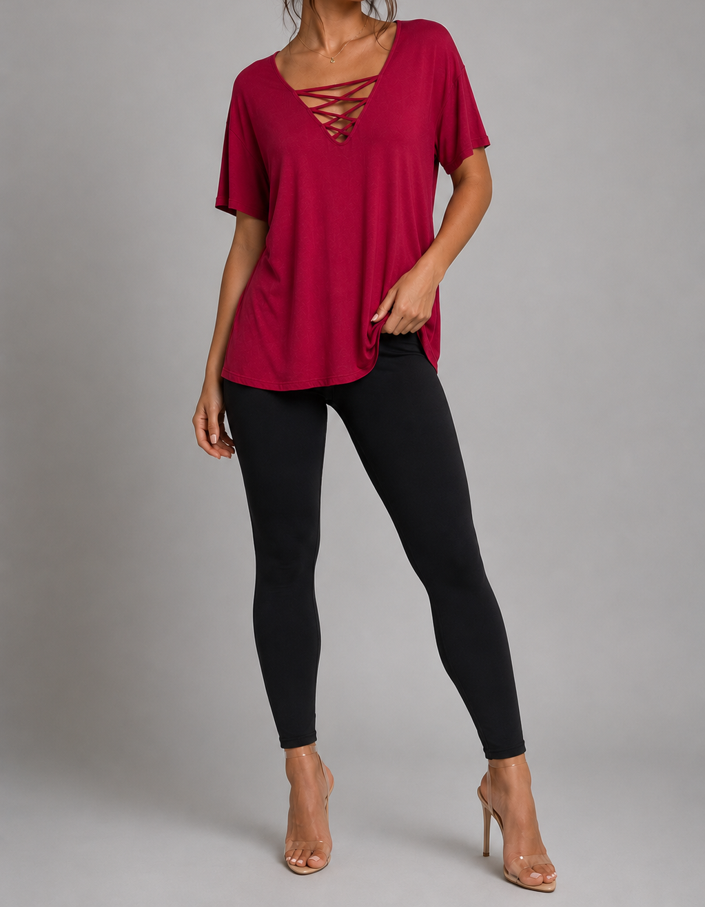Criss Cross V Neck Top