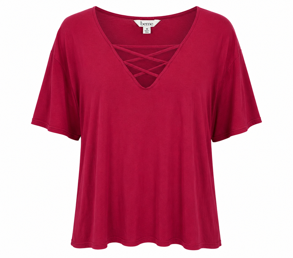 Criss Cross V Neck Top