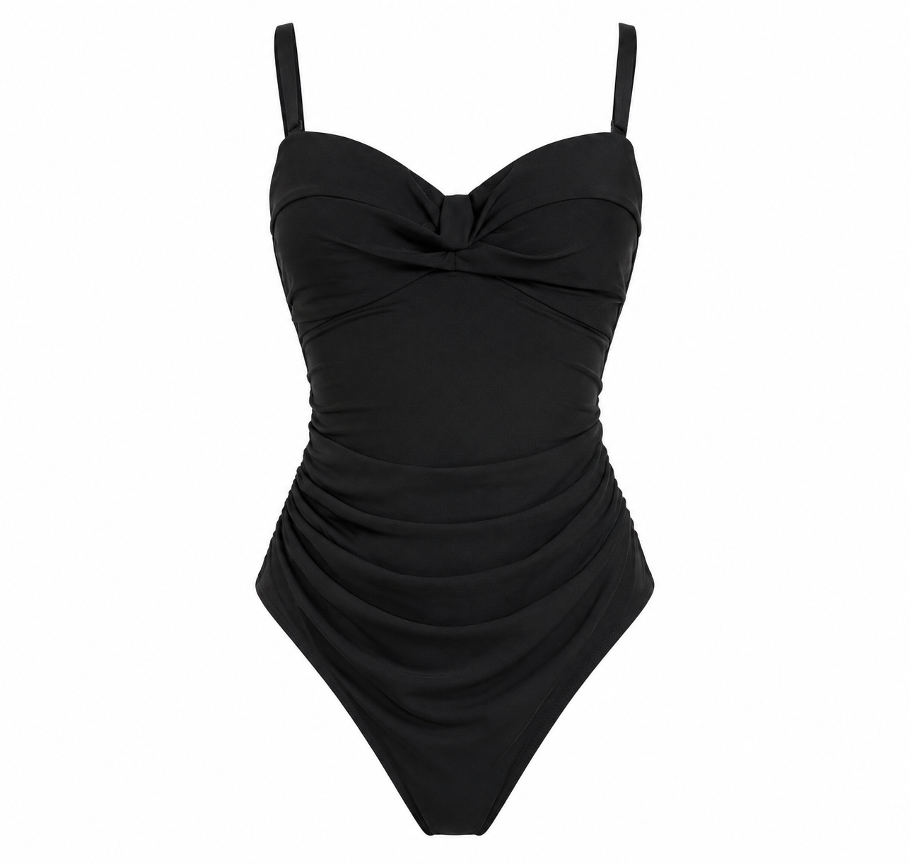 Black Ruched One Piece Swimsuit