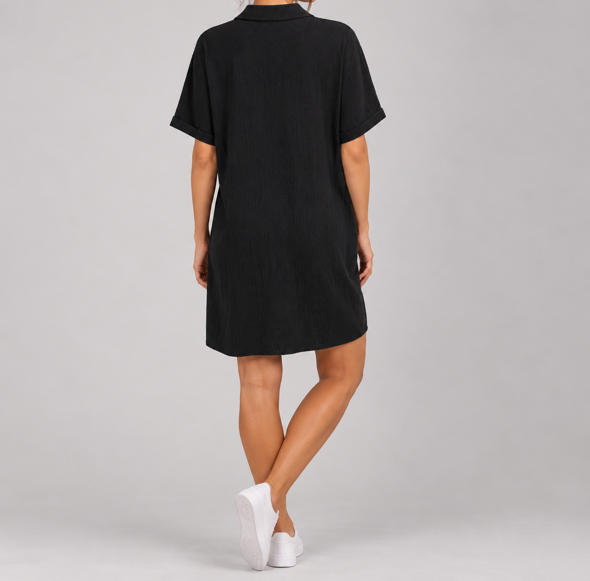 Black Button Down Midi Dress