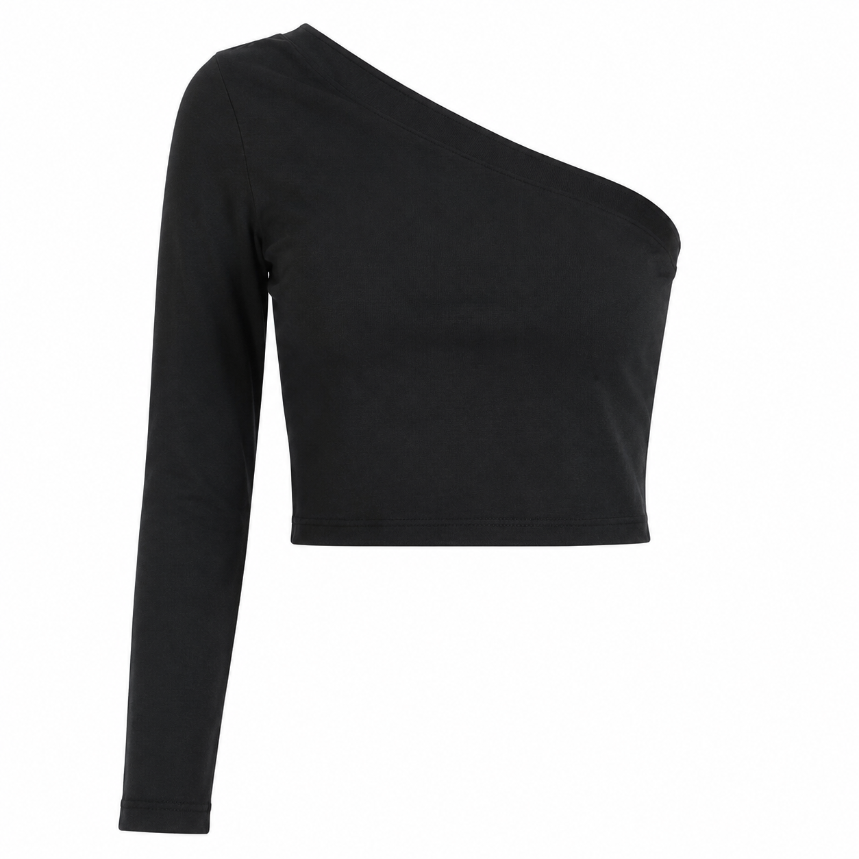 One Shoulder Long Sleeve Crop Top