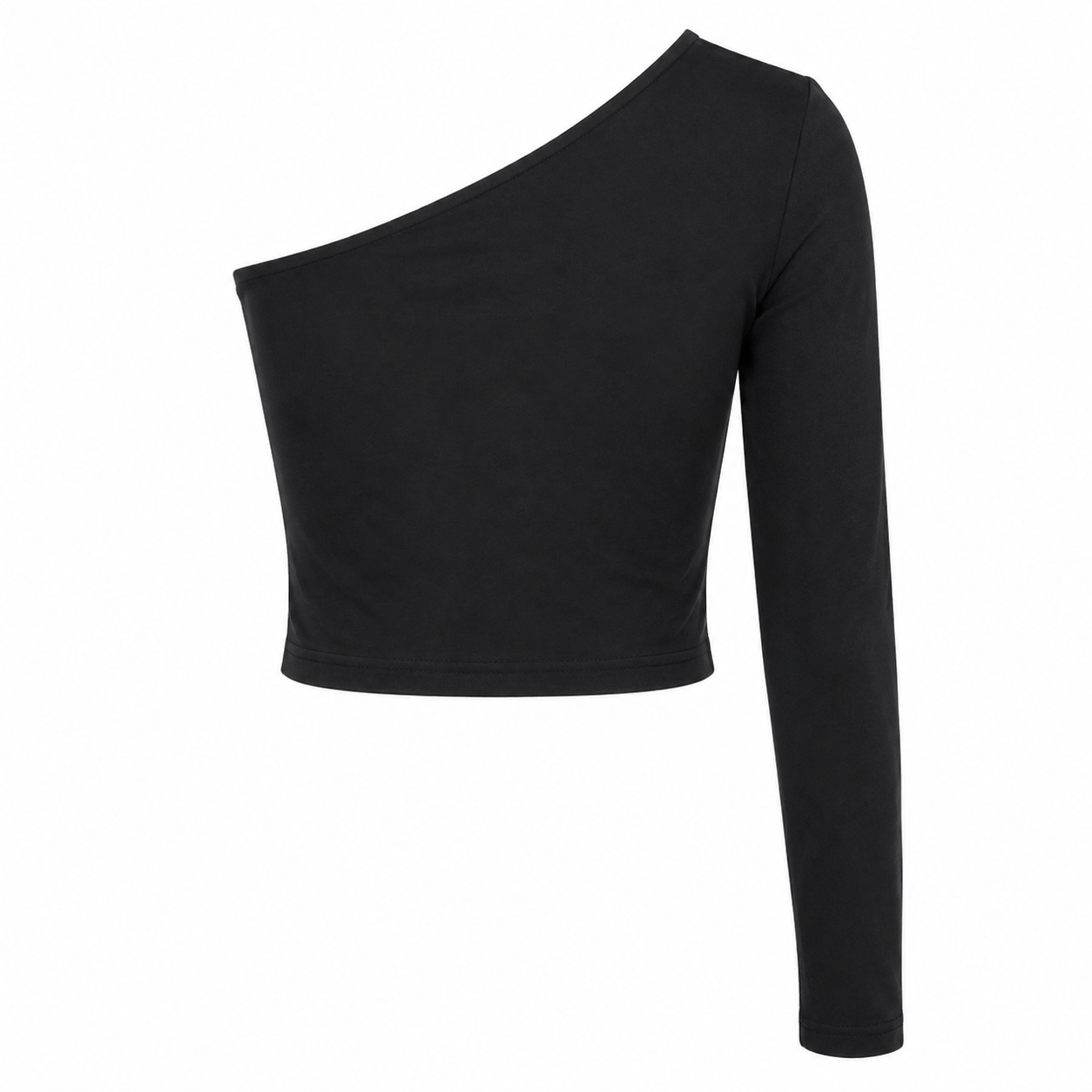 One Shoulder Long Sleeve Crop Top