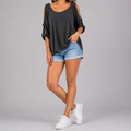 Grey Cold Shoulder Top