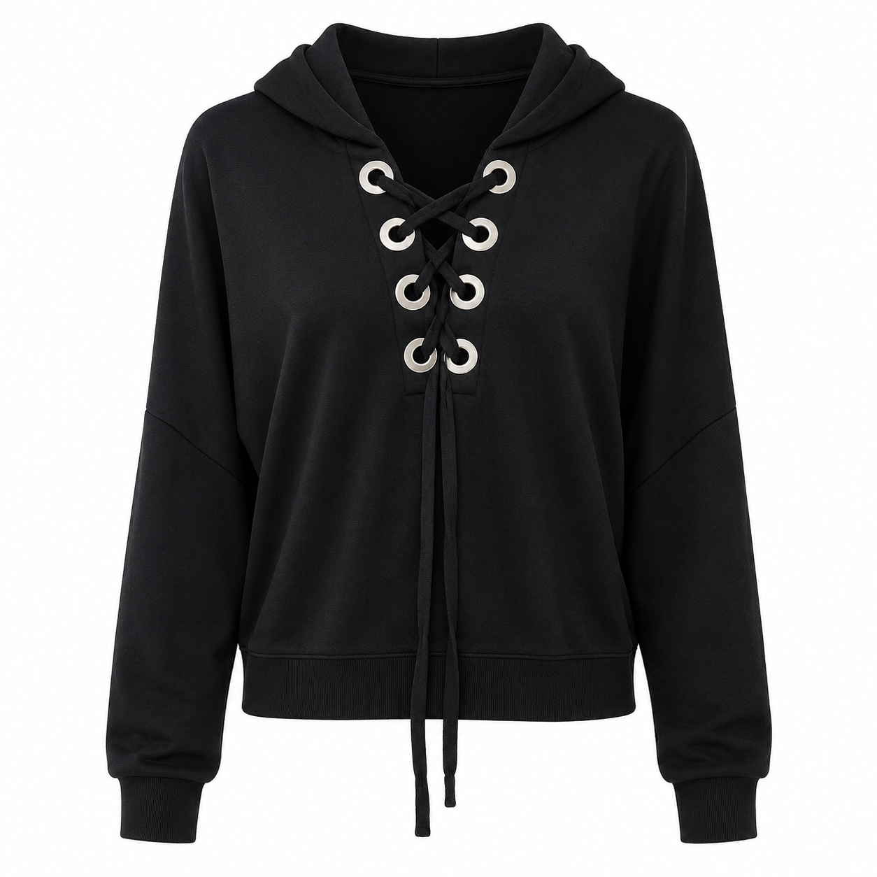 Black Lace Up Hoodie