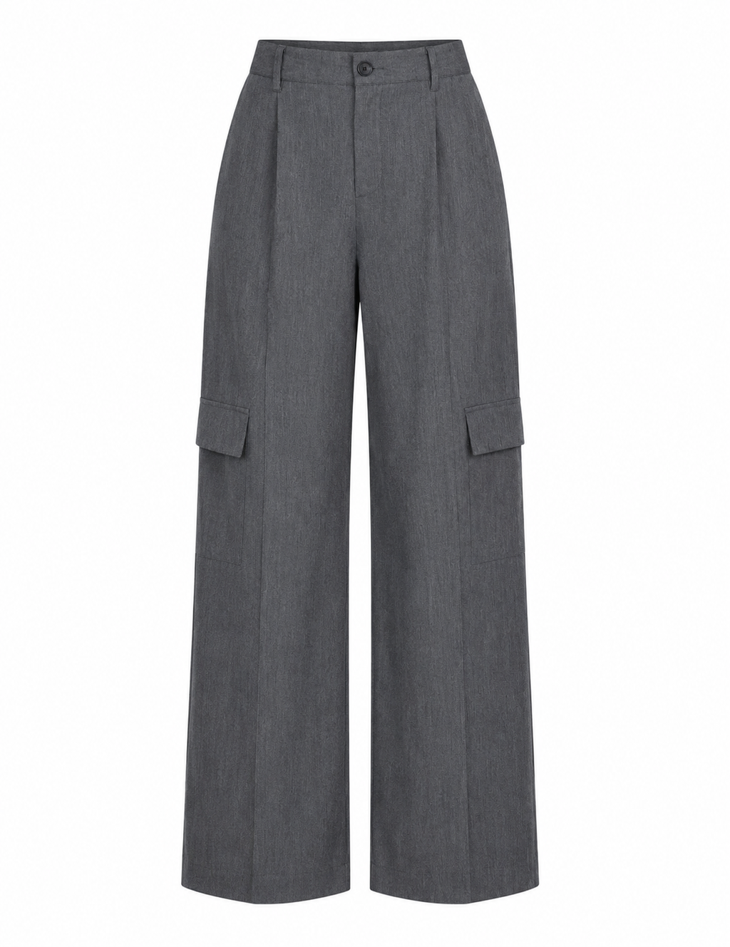 Grey Wide Leg Cargo Pants