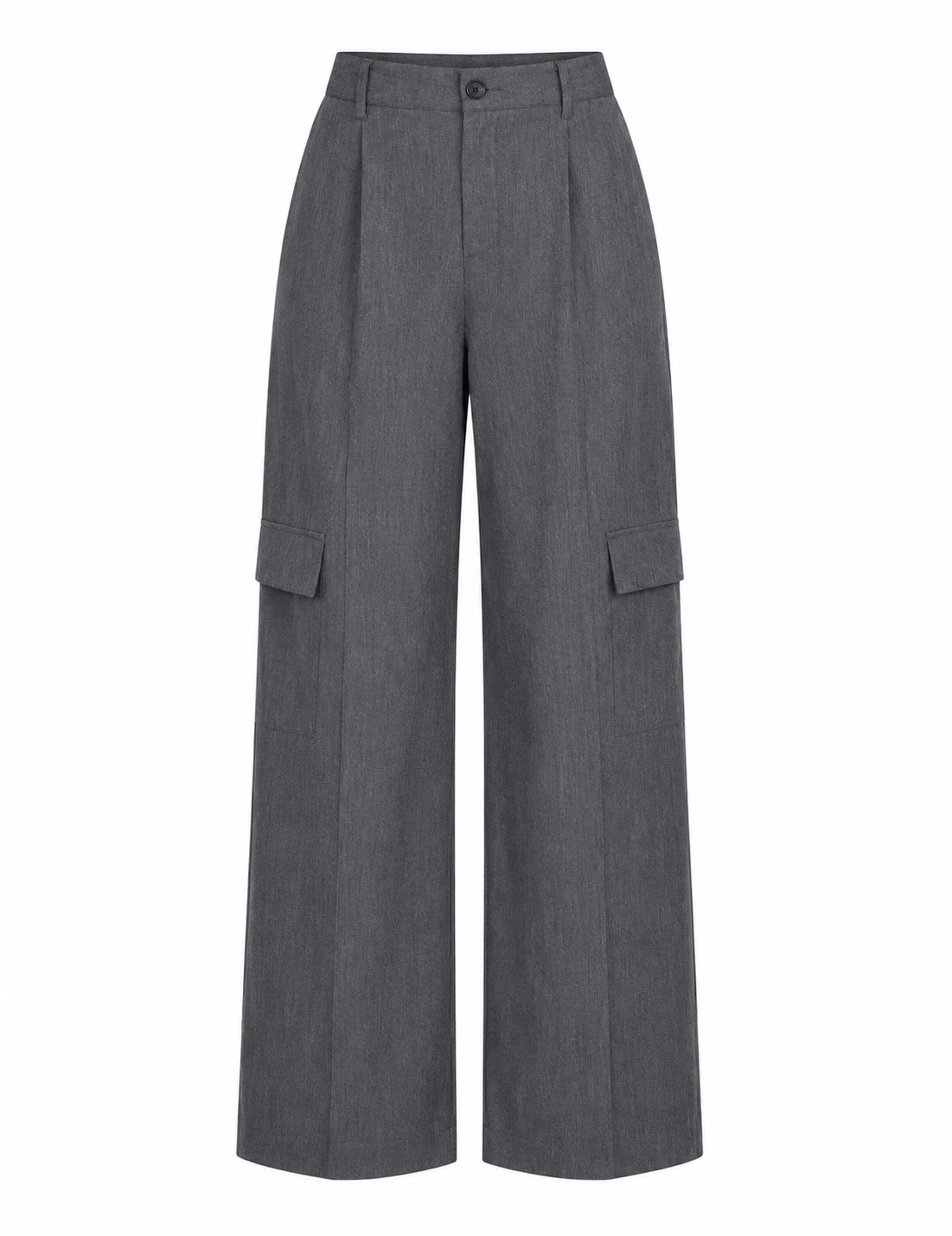 Grey Wide Leg Cargo Pants