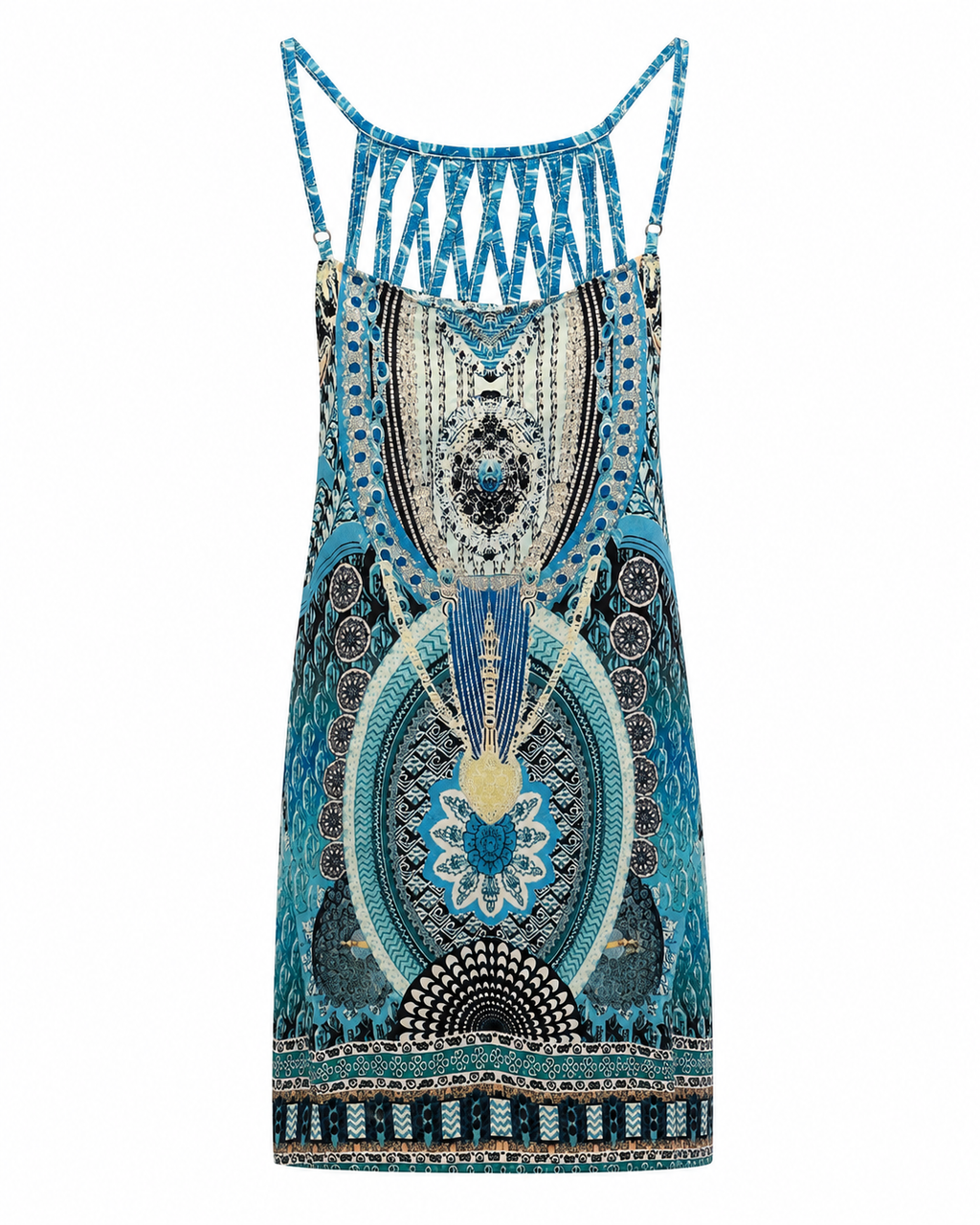 Blue Boho Print Dress