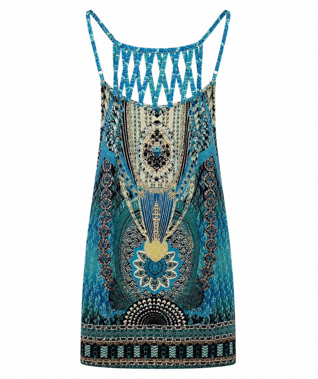 Blue Boho Print Dress