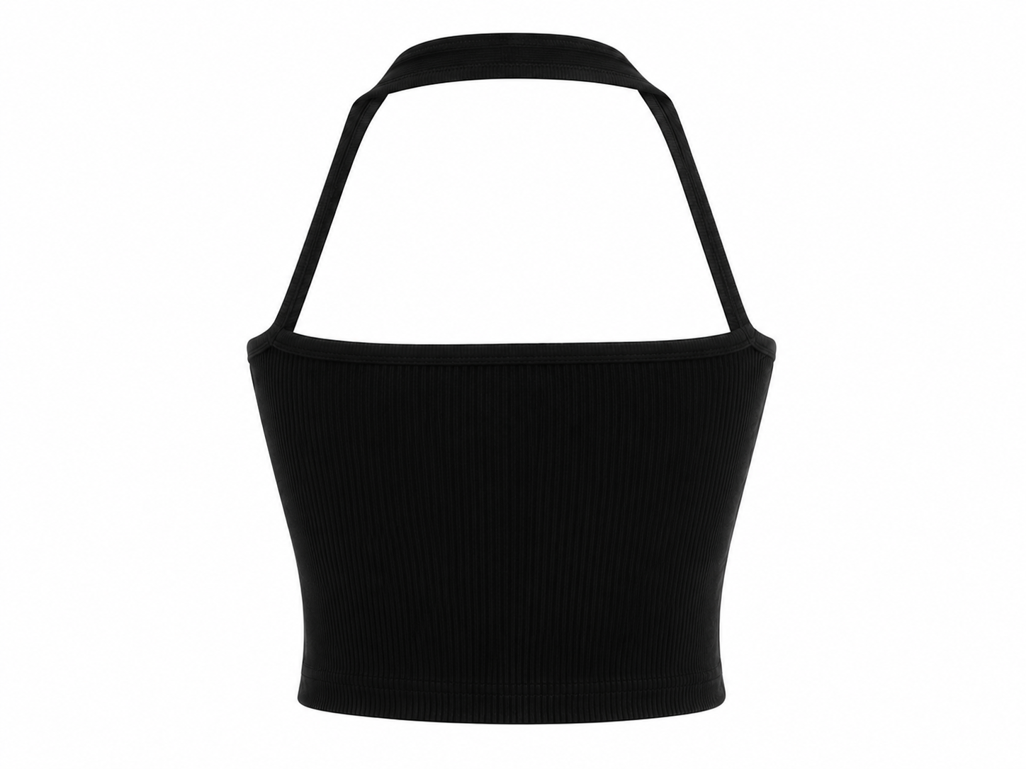 Black Ribbed Halter Singlet