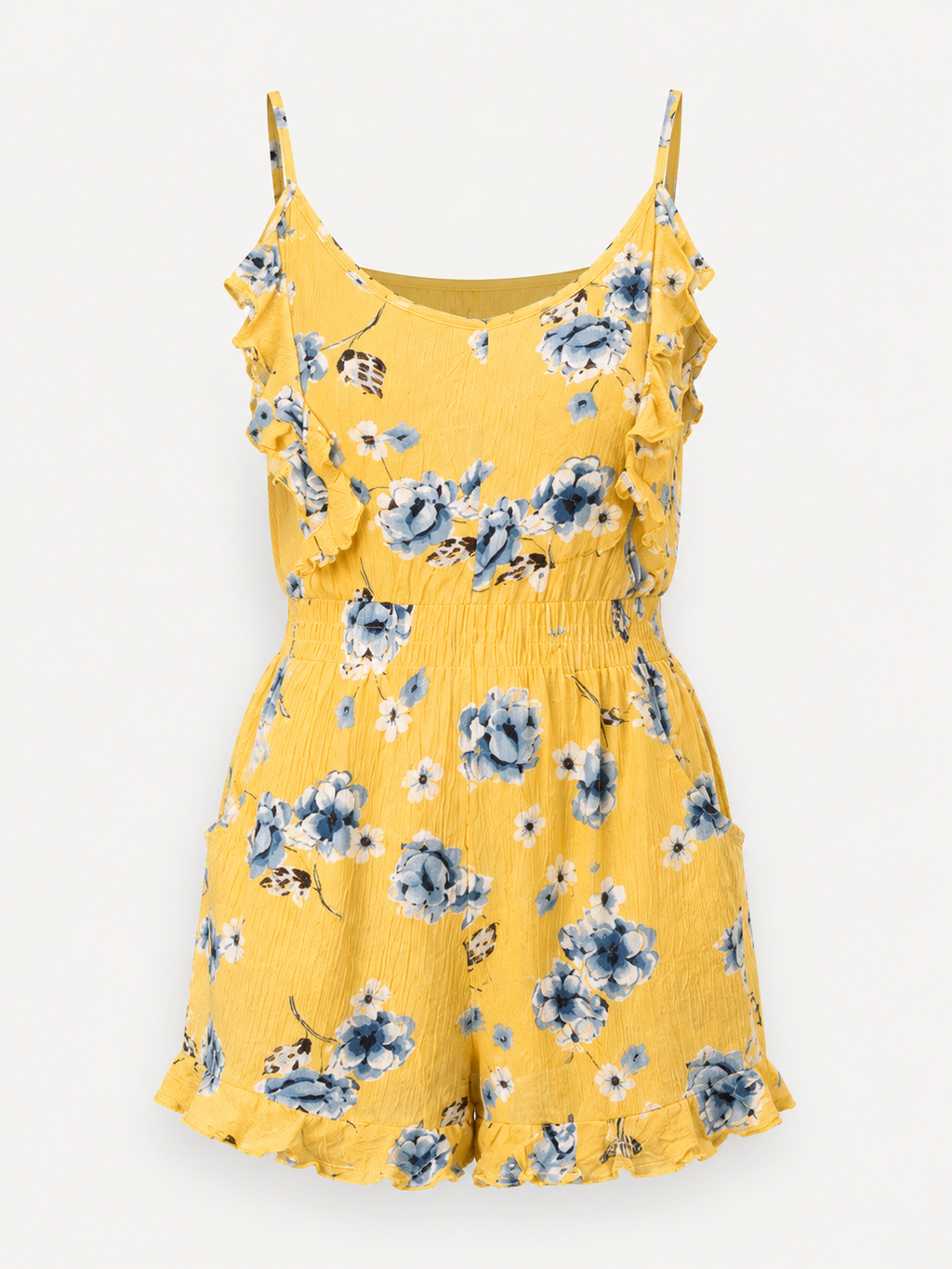 Yellow Floral Ruffle Playsuit