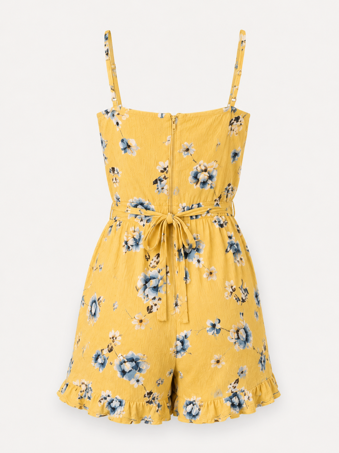 Yellow Floral Ruffle Playsuit