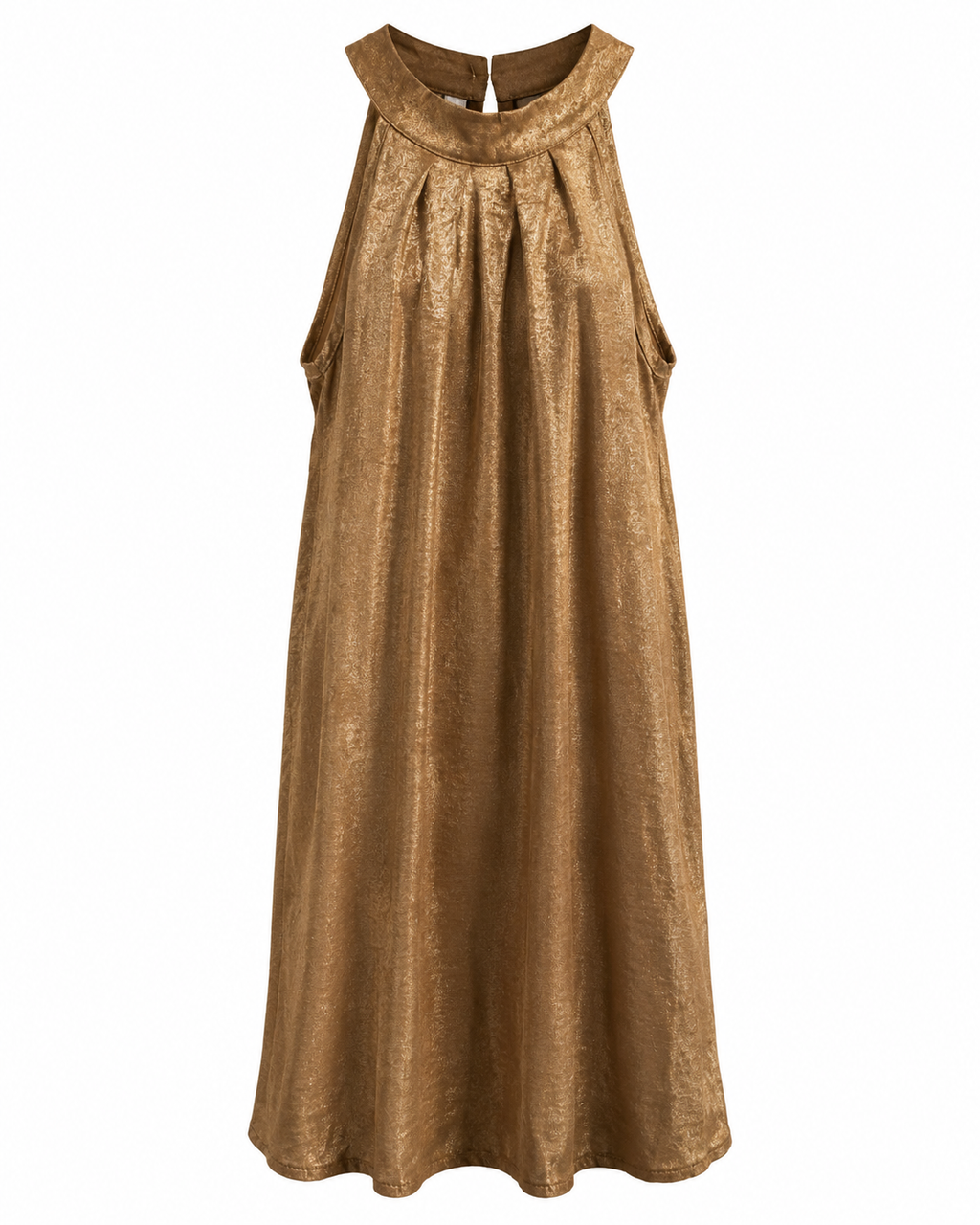 Metallic Taupe Sleeveless Maxi Dress